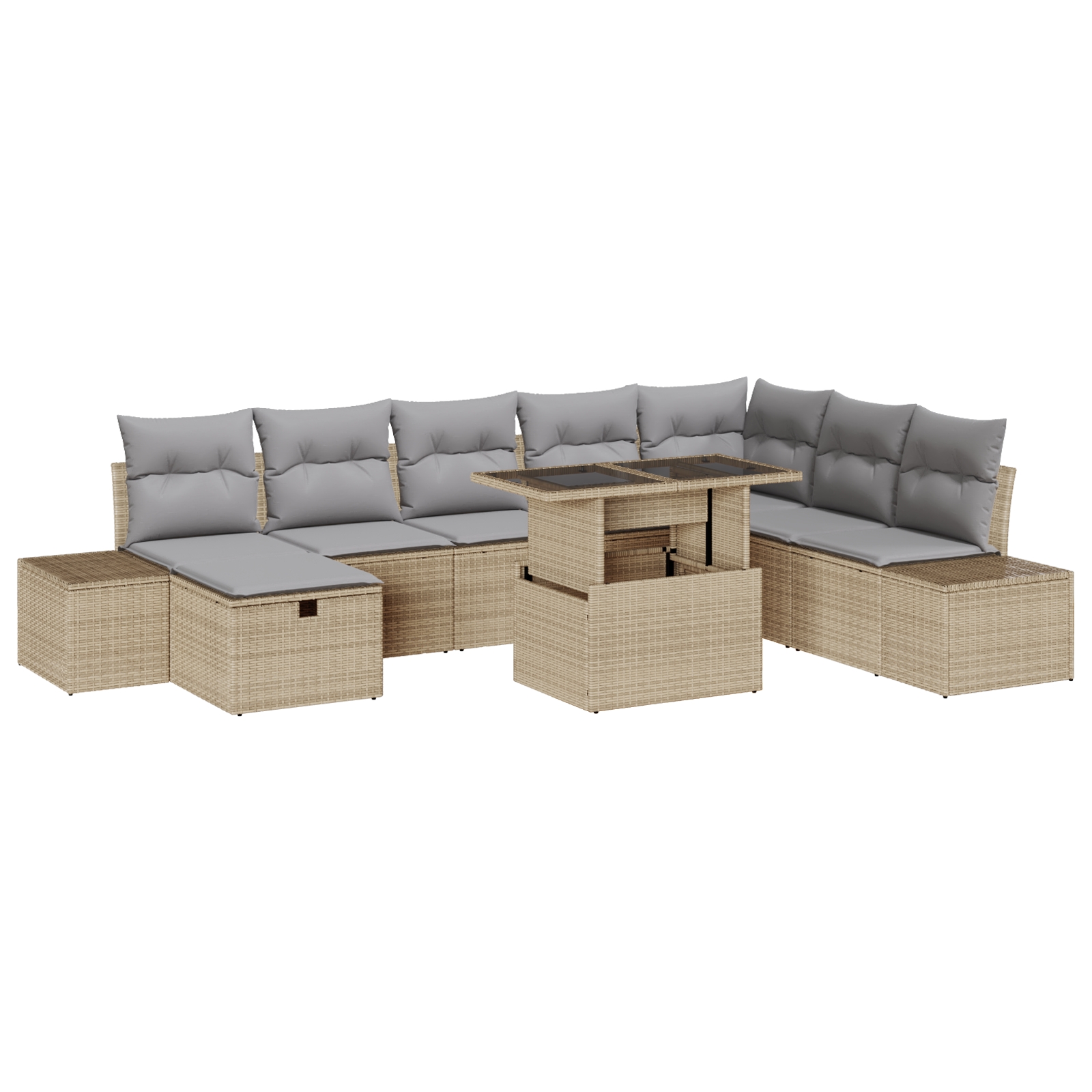 3359897 2 Set de canapele pentru grădină 11 pcs Bej Rattan poli Set de canapele pentru grădină 11 pcs Bej Rattan poli - imagine 2