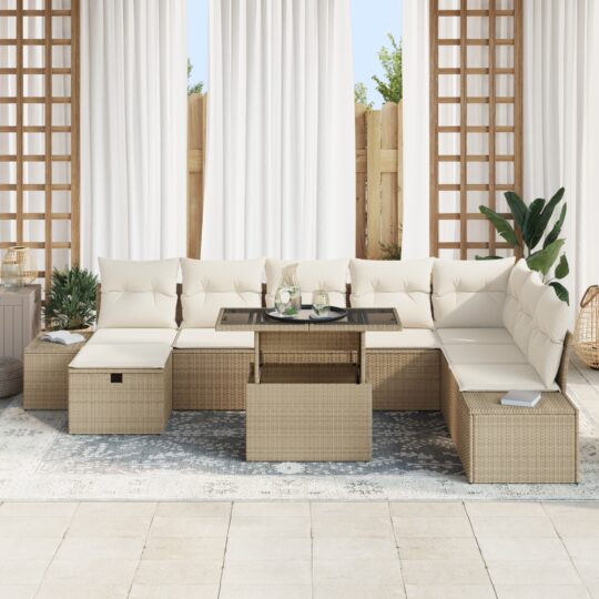 3359898 3 Set de canapele pentru grădină 11 pcs Bej Rattan poli 3359898 3