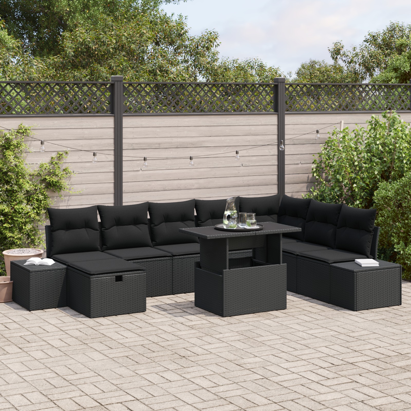 3359900 1 Set de canapele pentru grădină 11 pcs Negru Rattan poli Set de canapele pentru grădină 11 pcs Negru Rattan poli