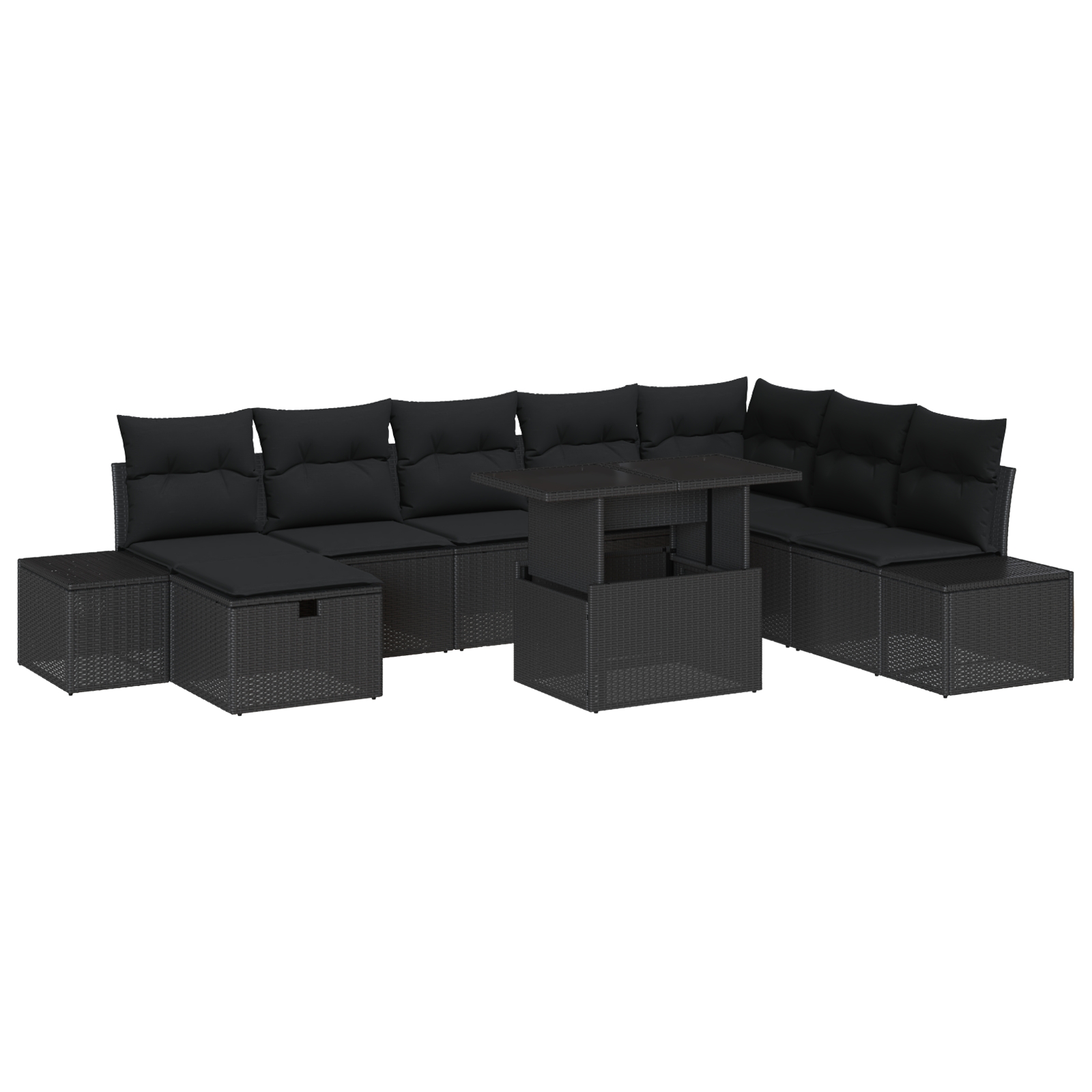 3359900 2 Set de canapele pentru grădină 11 pcs Negru Rattan poli Set de canapele pentru grădină 11 pcs Negru Rattan poli - imagine 2