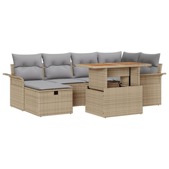3359913 2 Set de canapele pentru grădină cu pernă 7 pcs Bej Rattan poli 3359913 2