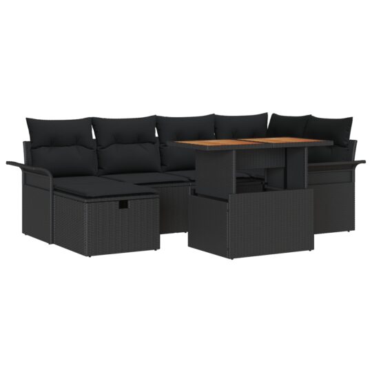 3359915 2 Set de canapele pentru grădină cu pernă 7 pcs Negru Rattan poli 3359915 2