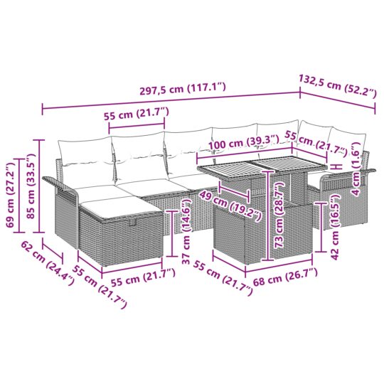 3359921 13 Set de canapele pentru grădină cu pernă 8 pcs Bej Rattan poli 3359921 13