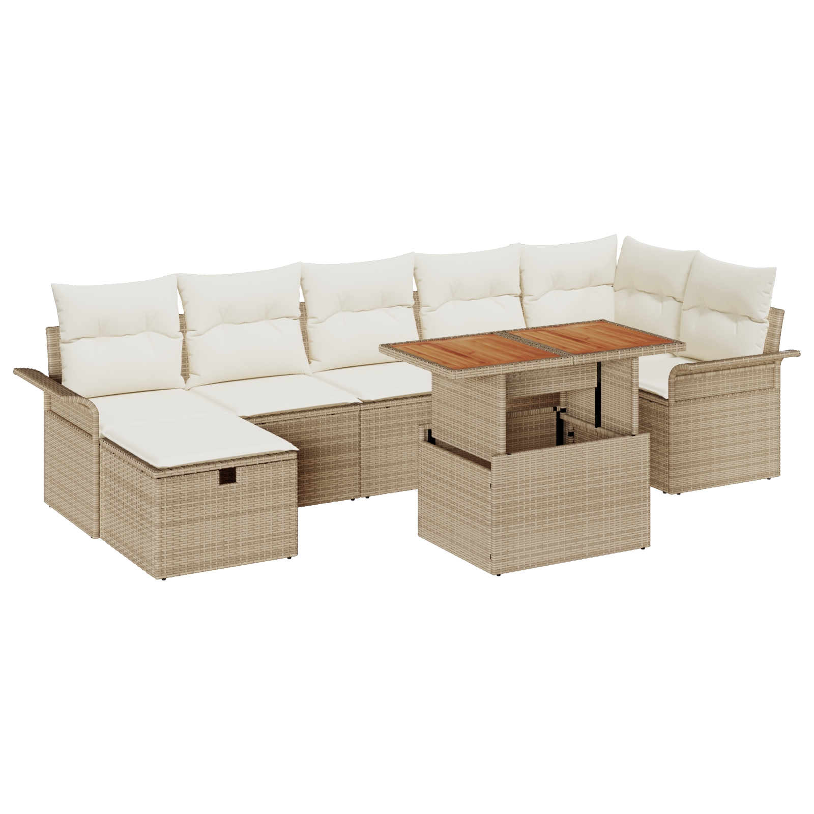 3359921 2 Set de canapele pentru grădină cu pernă 8 pcs Bej Rattan poli Set de canapele pentru grădină cu pernă 8 pcs Bej Rattan poli - imagine 2