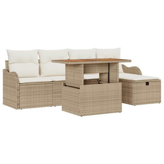 3359935 2 Set de canapele pentru grădină cu pernă 6 pcs Bej Rattan poli 3359935 2