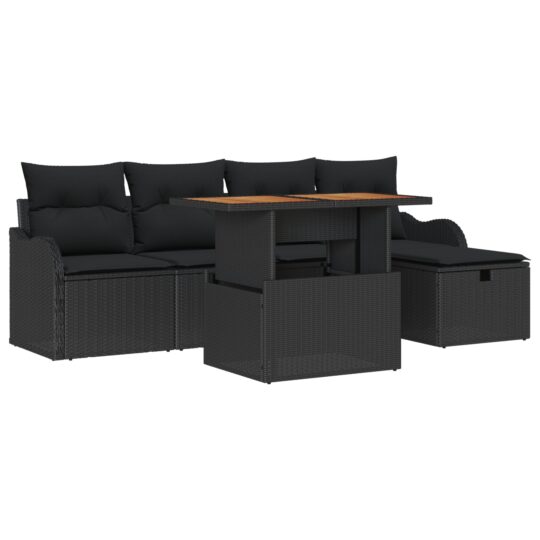 3359936 2 Set de canapele pentru grădină cu pernă 6 pcs Negru Rattan poli 3359936 2