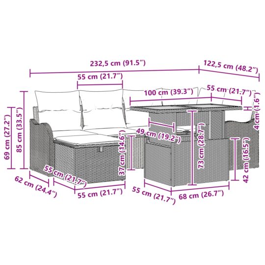 3359941 13 Set de canapele pentru grădină cu pernă 7 pcs Bej Rattan poli 3359941 13