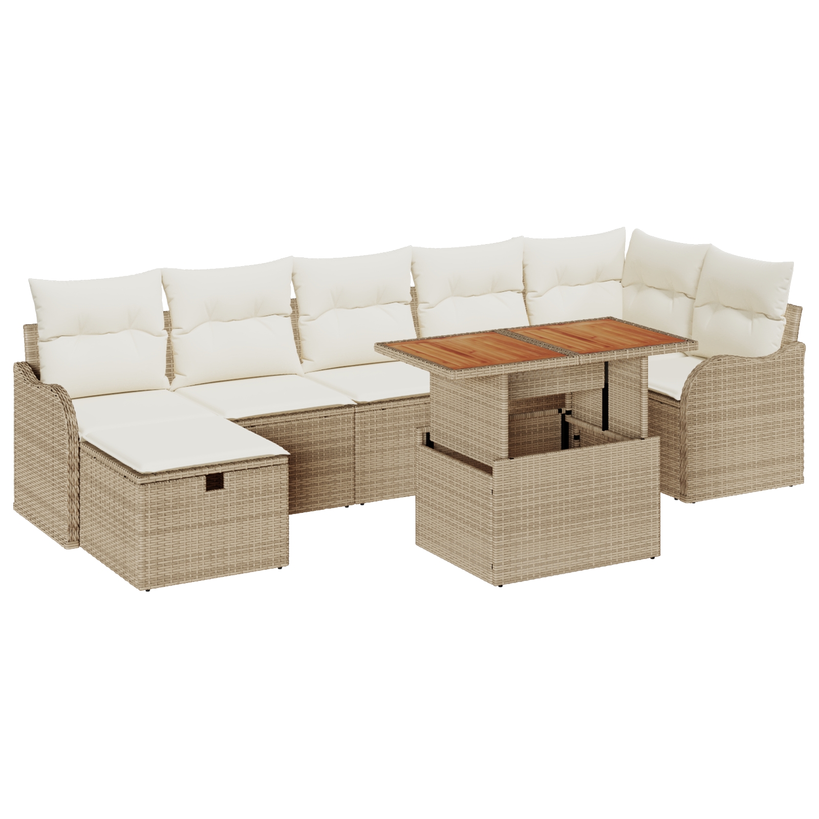 3359949 2 Set de canapele pentru grădină cu pernă 8 pcs Bej Rattan poli Set de canapele pentru grădină cu pernă 8 pcs Bej Rattan poli - imagine 2