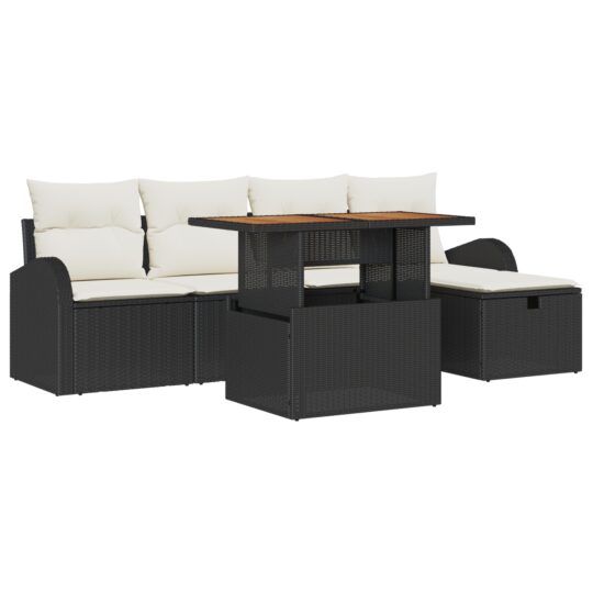 3359960 2 Set de canapele pentru grădină cu pernă 6 pcs Negru Rattan poli 3359960 2