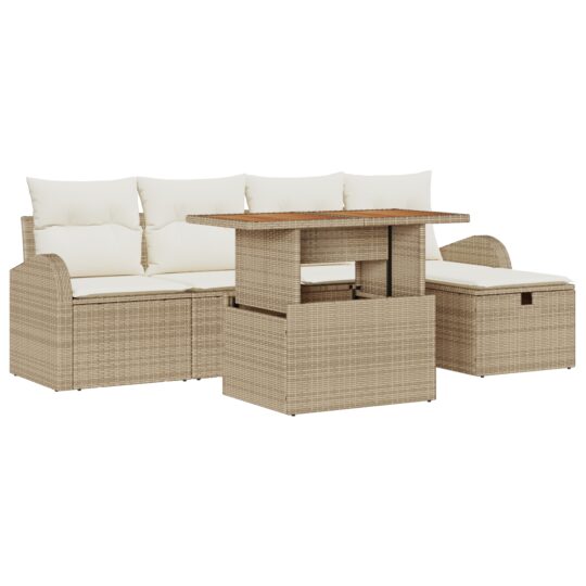 3359963 2 Set de canapele pentru grădină cu pernă 6 pcs Bej Rattan poli 3359963 2