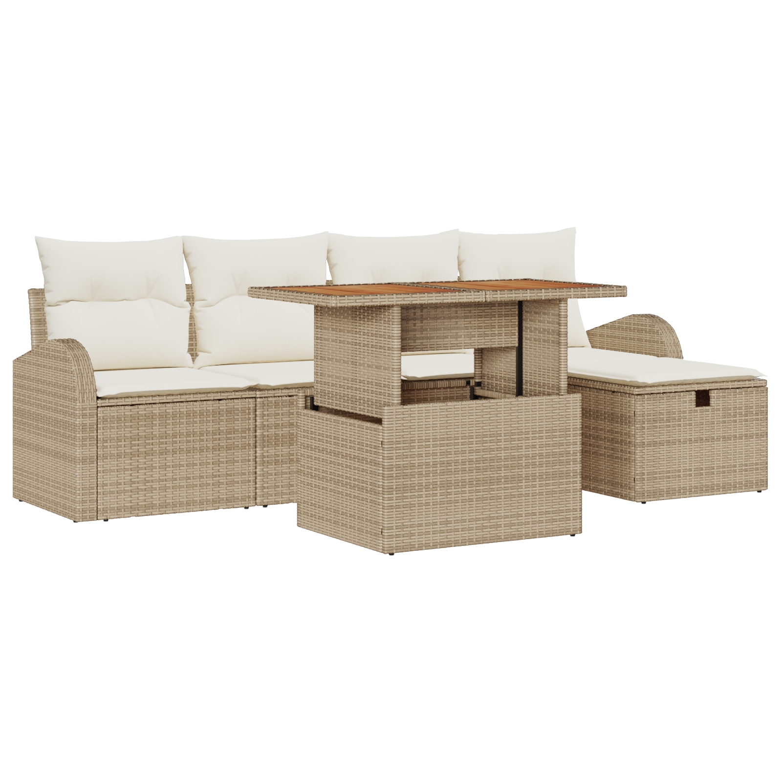 3359963 2 Set de canapele pentru grădină cu pernă 6 pcs Bej Rattan poli Set de canapele pentru grădină cu pernă 6 pcs Bej Rattan poli - imagine 2