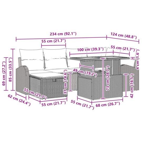 3359969 13 Set de canapele pentru grădină cu pernă 7 pcs Bej Rattan poli 3359969 13