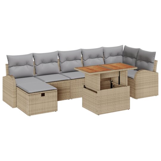 3359976 2 Set de canapele pentru grădină cu pernă 8 pcs Bej Rattan poli 3359976 2