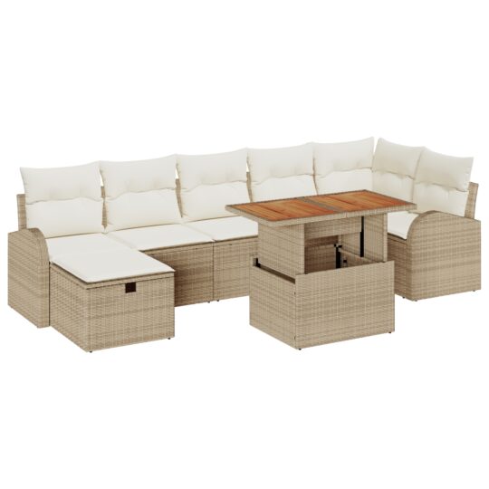 3359977 2 Set de canapele pentru grădină cu pernă 8 pcs Bej Rattan poli 3359977 2