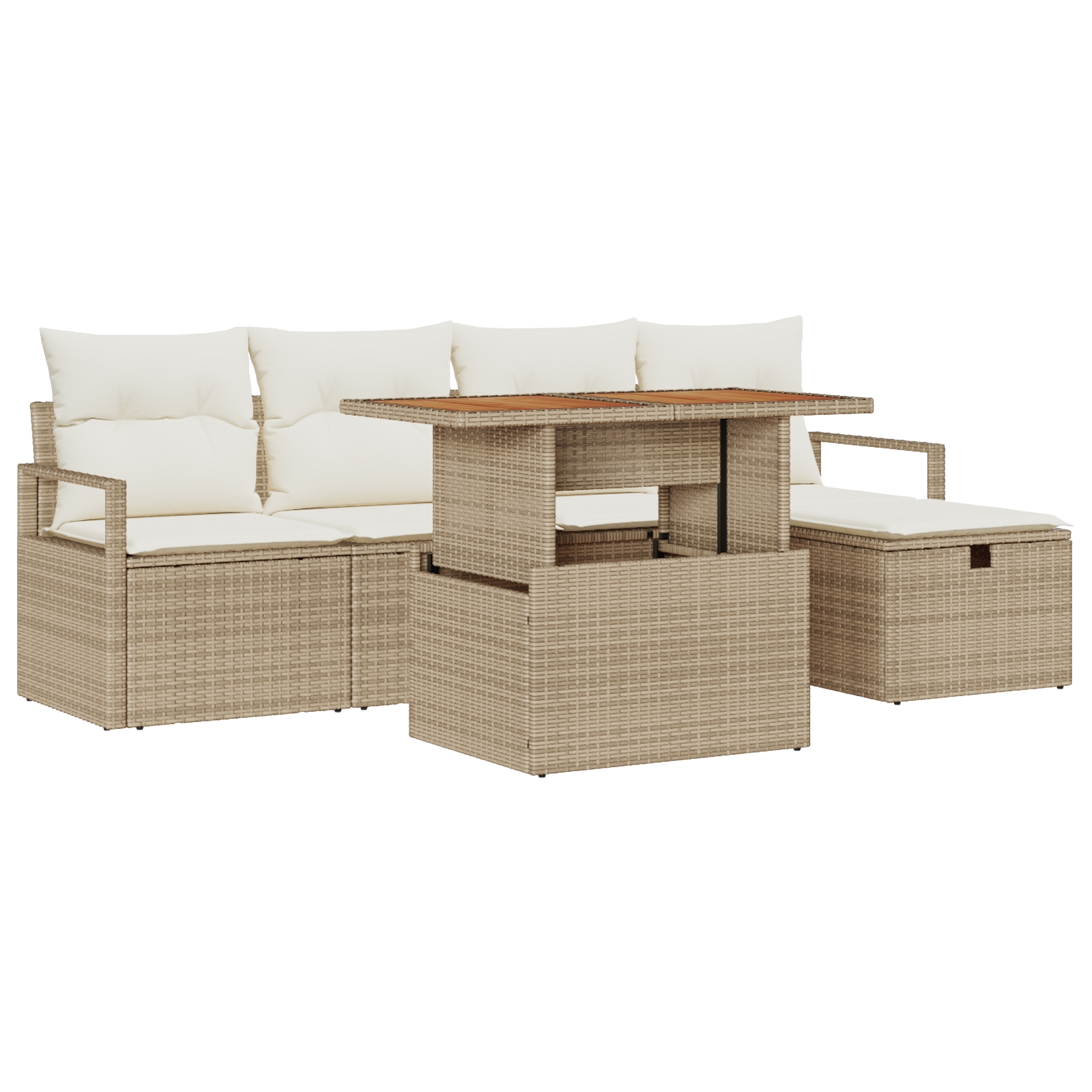 3359991 2 Set de canapele pentru grădină cu pernă 6 pcs Bej Rattan poli Set de canapele pentru grădină cu pernă 6 pcs Bej Rattan poli - imagine 2
