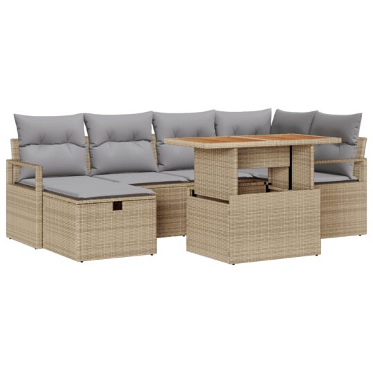 3359997 2 Set de canapele pentru grădină cu pernă 7 pcs Bej Rattan poli 3359997 2