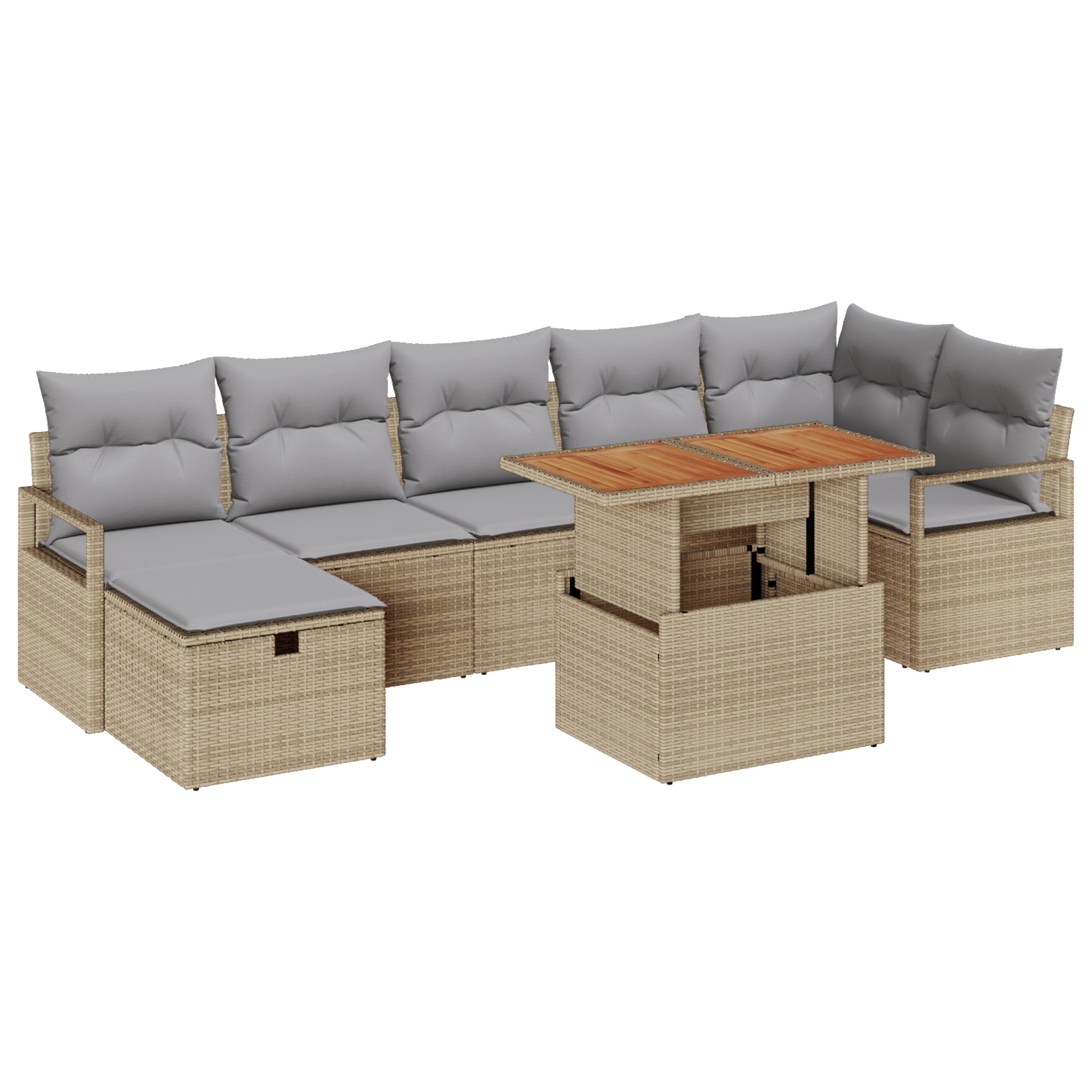 3360004 2 Set de canapele pentru grădină cu pernă 8 pcs Bej Rattan poli Set de canapele pentru grădină cu pernă 8 pcs Bej Rattan poli - imagine 2