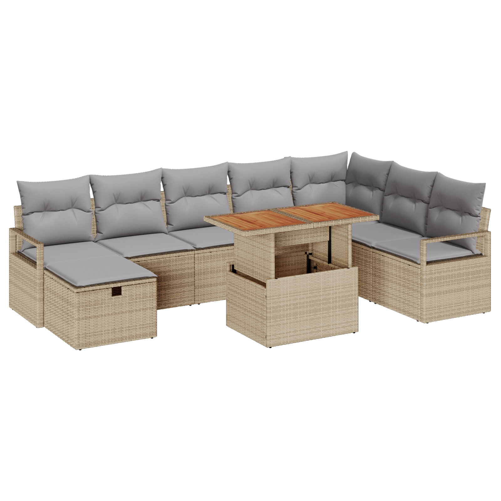 3360011 2 Set de canapele pentru grădină cu pernă 9 pcs Bej Rattan poli Set de canapele pentru grădină cu pernă 9 pcs Bej Rattan poli - imagine 2
