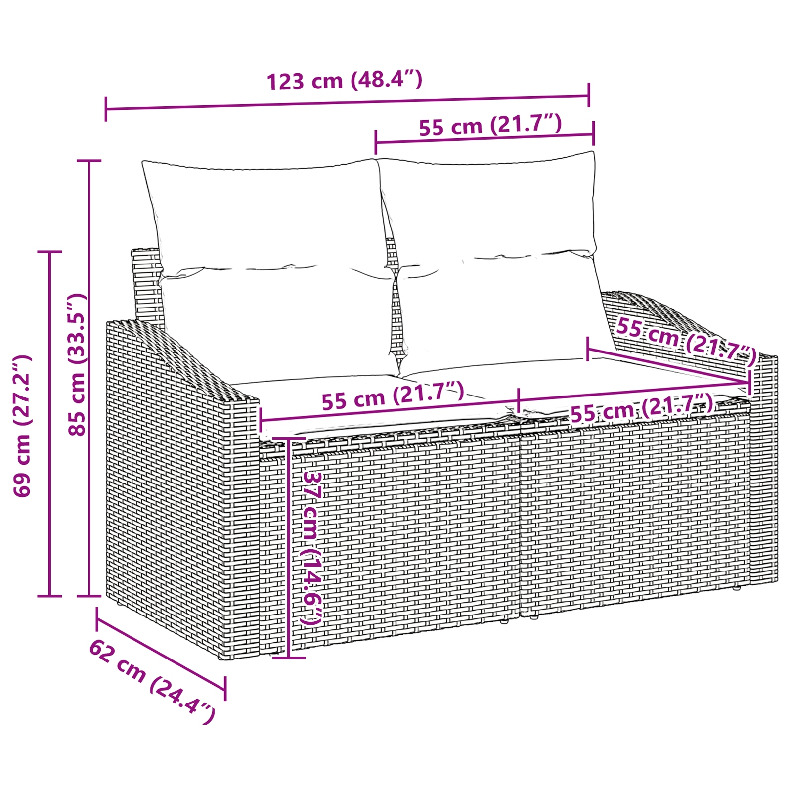 3360018 13 Set de canapele pentru grădină cu pernă 6 pcs Bej Rattan poli Set de canapele pentru grădină cu pernă 6 pcs Bej Rattan poli - imagine 13