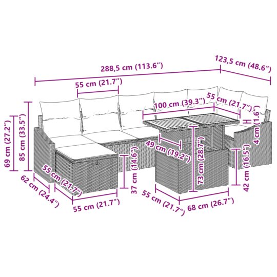 3360032 13 Set de canapele pentru grădină cu pernă 8 pcs Bej Rattan poli 3360032 13