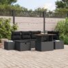 3360055 1 Set de canapele pentru grădină cu pernă 7 pcs Negru Rattan poli 3360055 1