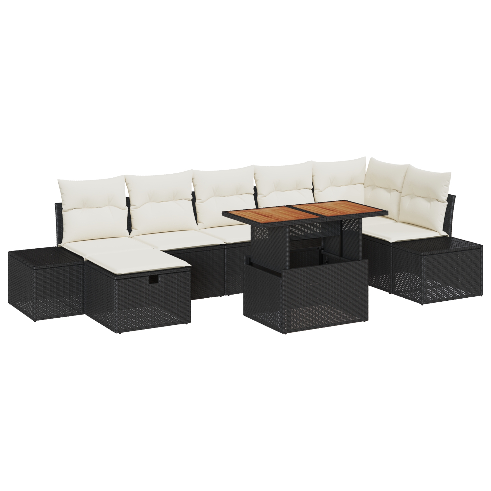 3360058 2 Set de canapele pentru grădină cu pernă 8 pcs Negru Rattan poli Set de canapele pentru grădină cu pernă 8 pcs Negru Rattan poli - imagine 2