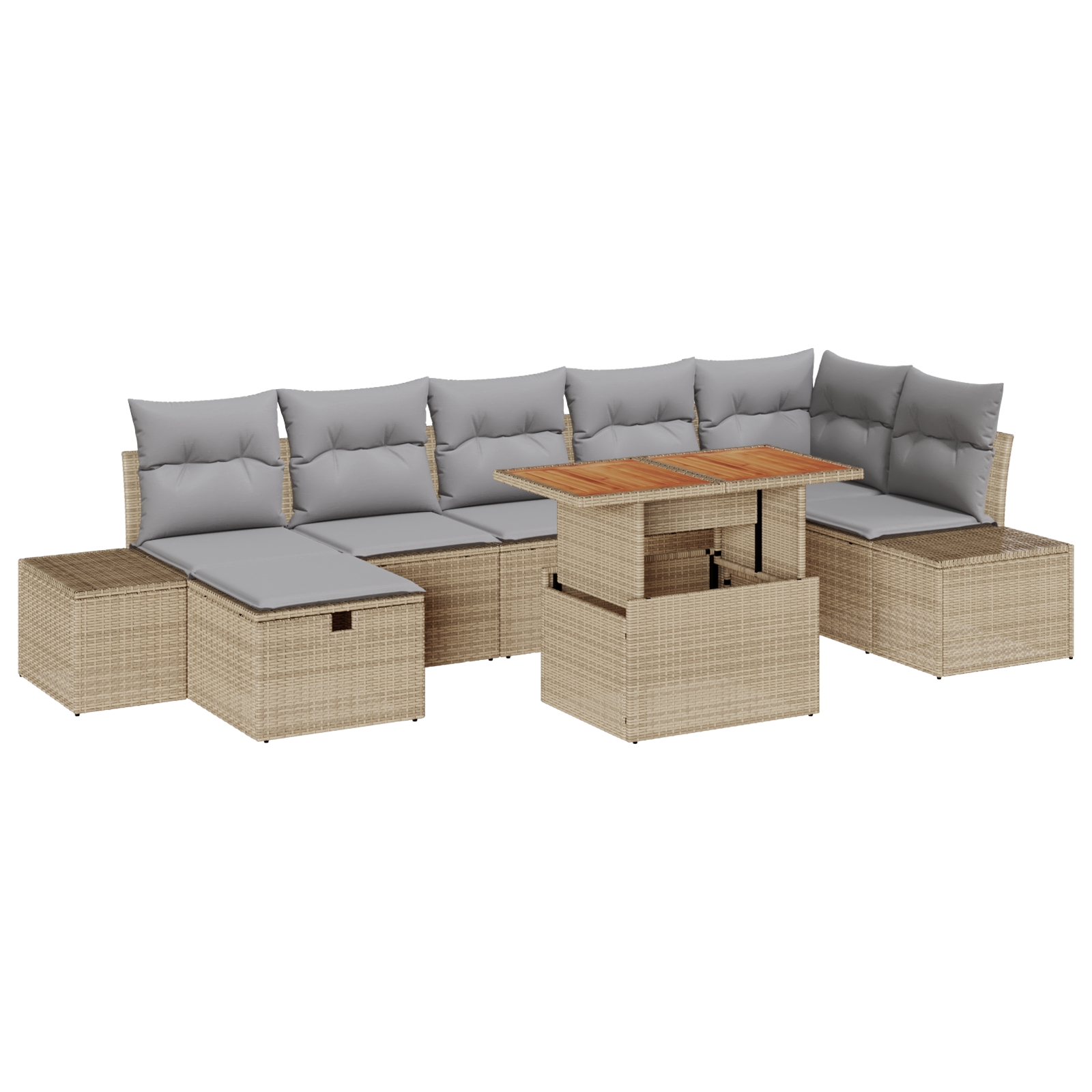 3360060 2 Set de canapele pentru grădină cu pernă 8 pcs Bej Rattan poli Set de canapele pentru grădină cu pernă 8 pcs Bej Rattan poli - imagine 2