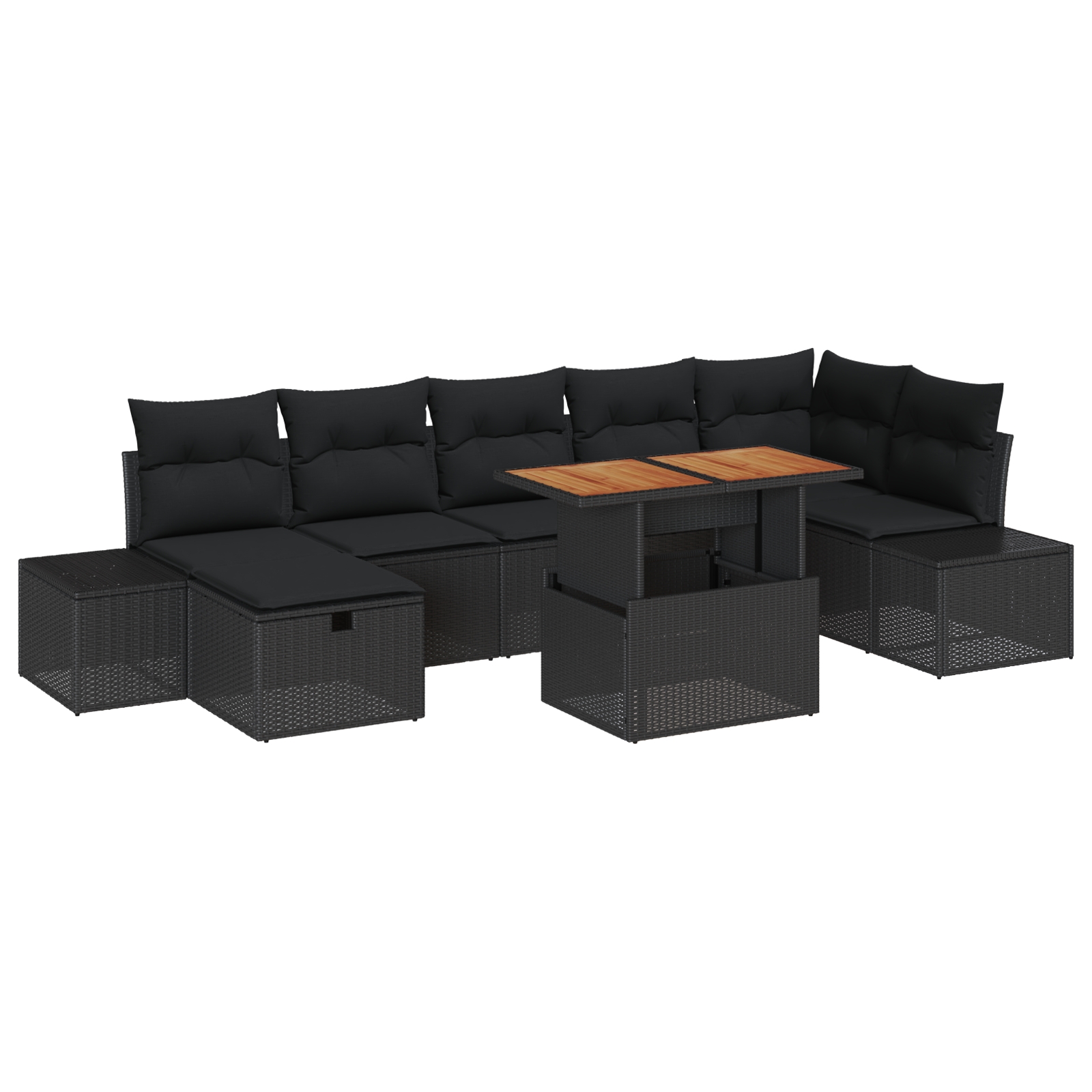 3360062 2 Set de canapele pentru grădină cu pernă 8 pcs Negru Rattan poli Set de canapele pentru grădină cu pernă 8 pcs Negru Rattan poli - imagine 2