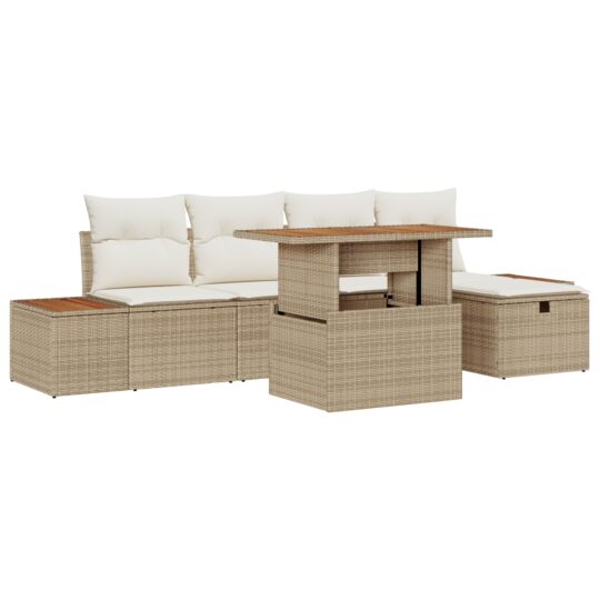 3360076 2 Set de canapele pentru grădină cu pernă 6 pcs Bej Rattan poli 3360076 2