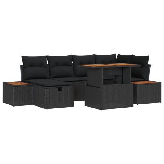 3360078 2 Set de canapele pentru grădină cu pernă 7 pcs Negru Rattan poli 3360078 2