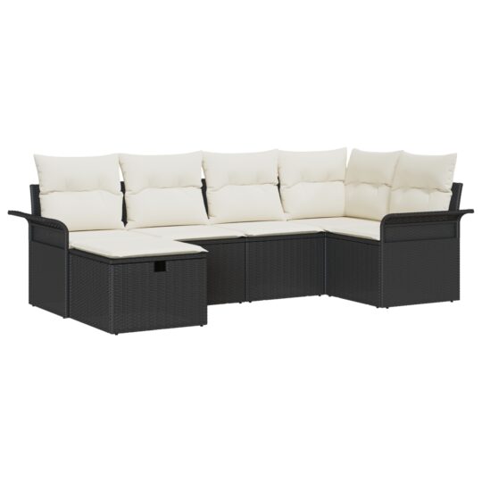 Alternative view of Set de canapele pentru grădină cu pernă 6 pcs Negru Rattan poli