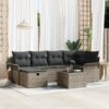 3360220 1 Set de canapele pentru grădină cu pernă 7 pcs Gri Rattan poli 3360220 1