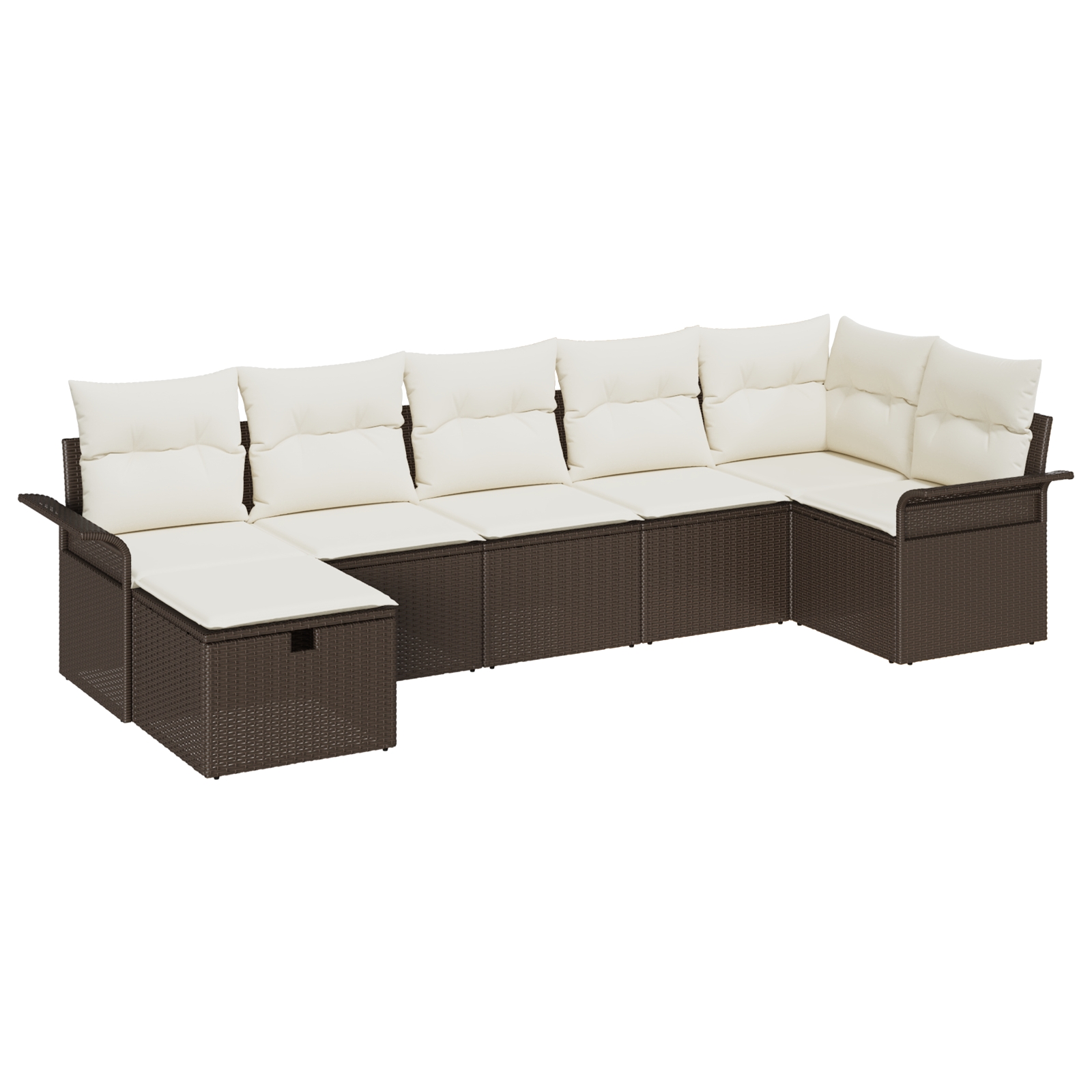 3360229 2 Set de canapele pentru grădină cu pernă 7 pcs Maro Rattan poli Set de canapele pentru grădină cu pernă 7 pcs Maro Rattan poli - imagine 2