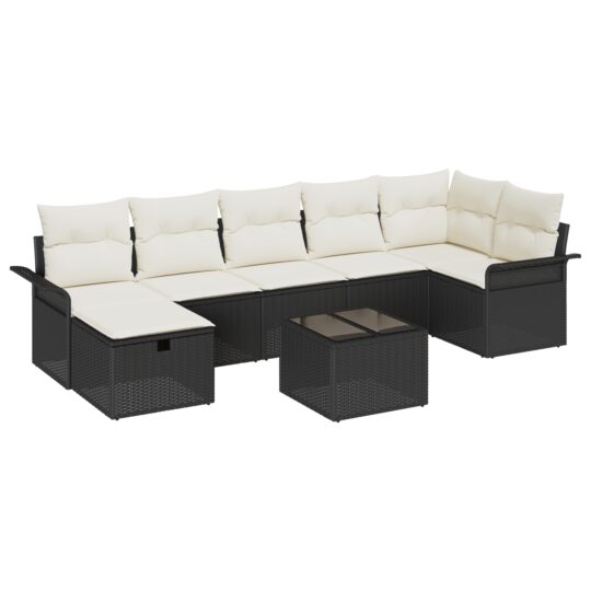 Alternative view of Set de canapele pentru grădină cu pernă 8 pcs Negru Rattan poli