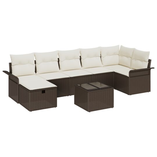Alternative view of Set de canapele pentru grădină cu pernă 8 pcs Maro Rattan poli