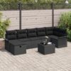 3360244 1 Set de canapele pentru grădină cu pernă 8 pcs Negru Rattan poli 3360244 1