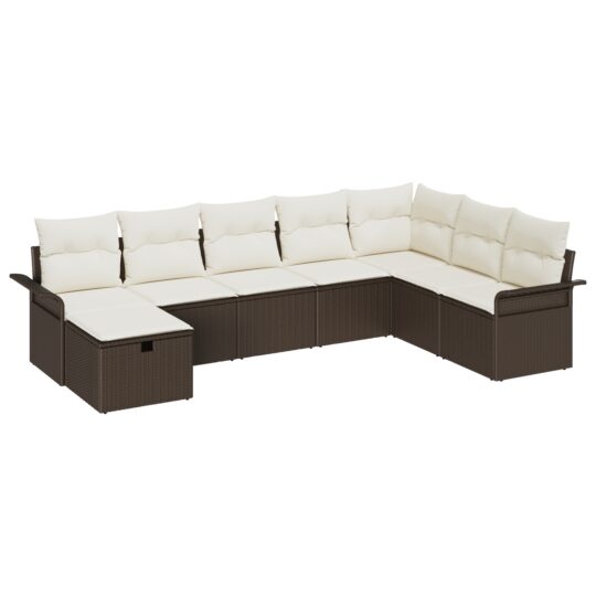 Alternative view of Set de canapele pentru grădină cu pernă 8 pcs Maro Rattan poli