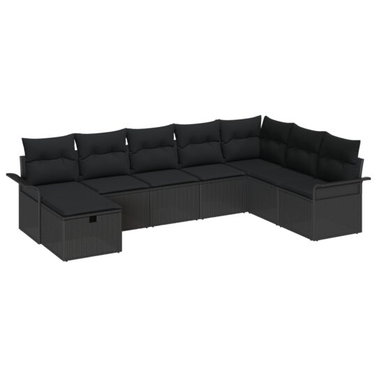 3360264 2 Set de canapele pentru grădină cu pernă 8 pcs Negru Rattan poli 3360264 2
