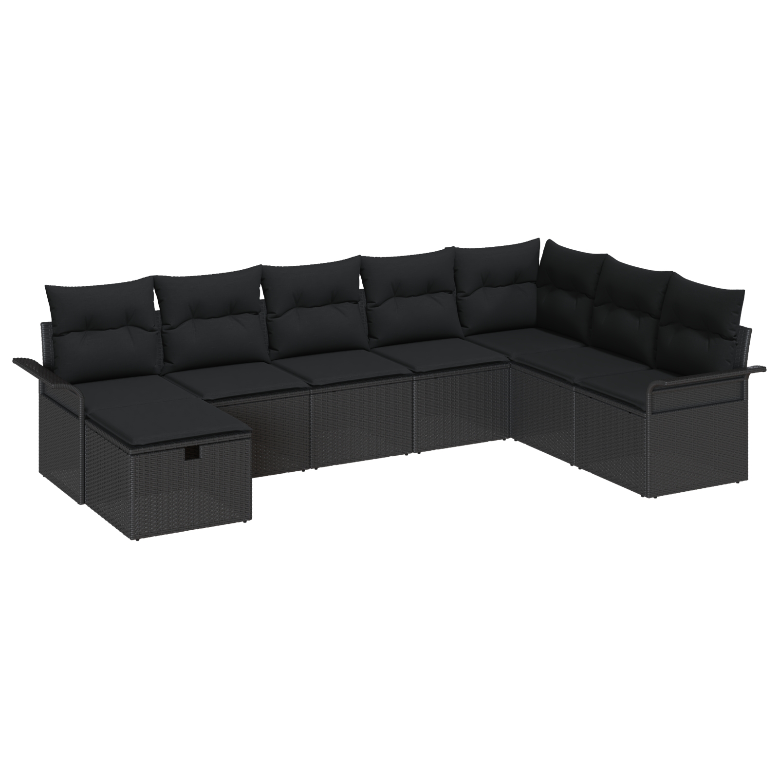 3360264 2 Set de canapele pentru grădină cu pernă 8 pcs Negru Rattan poli Set de canapele pentru grădină cu pernă 8 pcs Negru Rattan poli - imagine 2