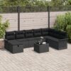 3360274 1 Set de canapele pentru grădină cu pernă 9 pcs Negru Rattan poli 3360274 1
