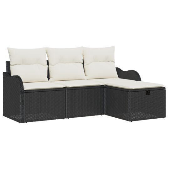 3360278 2 Set de canapele pentru grădină cu pernă 4 pcs Negru Rattan poli 3360278 2