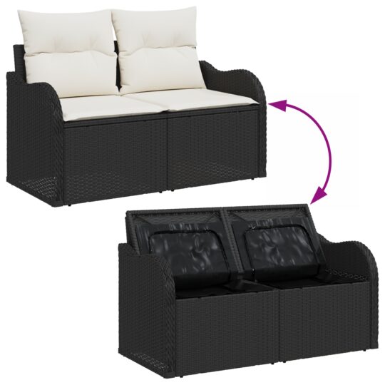 3360278 9 Set de canapele pentru grădină cu pernă 4 pcs Negru Rattan poli 3360278 9
