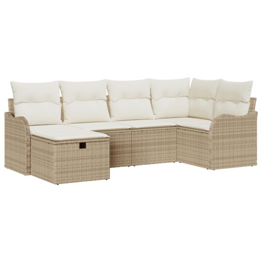 Alternative view of Set de canapele pentru grădină cu pernă 6 pcs Bej Rattan poli