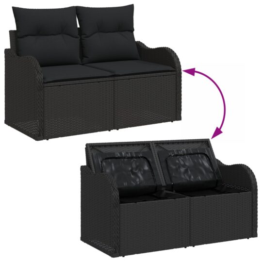 3360314 10 Set de canapele pentru grădină cu pernă 6 pcs Negru Rattan poli 3360314 10