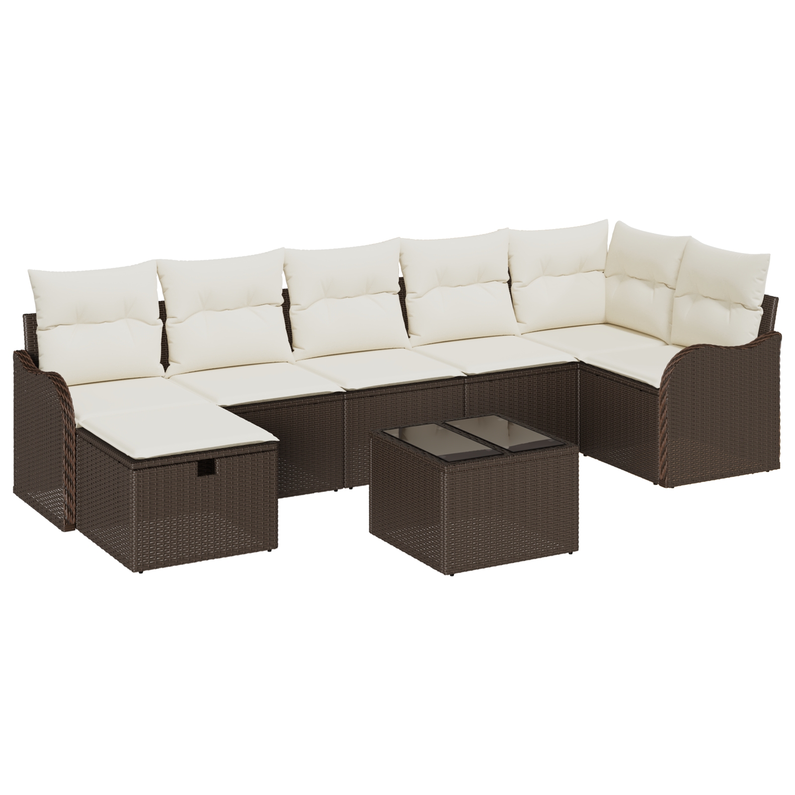 3360339 2 Set de canapele pentru grădină cu pernă 8 pcs Maro Rattan poli Set de canapele pentru grădină cu pernă 8 pcs Maro Rattan poli - imagine 2