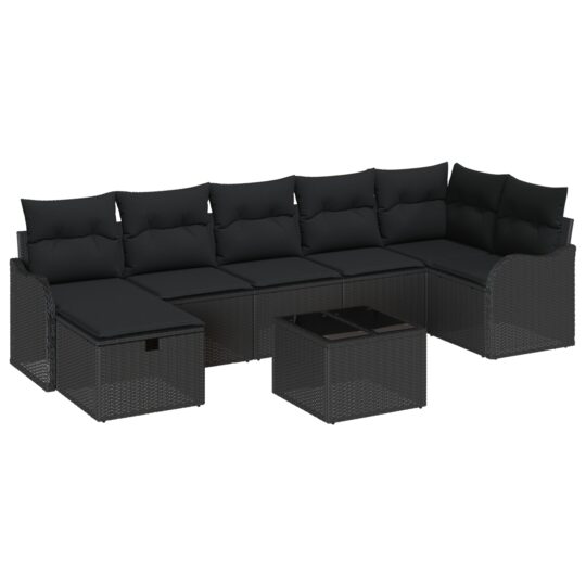 3360344 2 Set de canapele pentru grădină cu pernă 8 pcs Negru Rattan poli 3360344 2