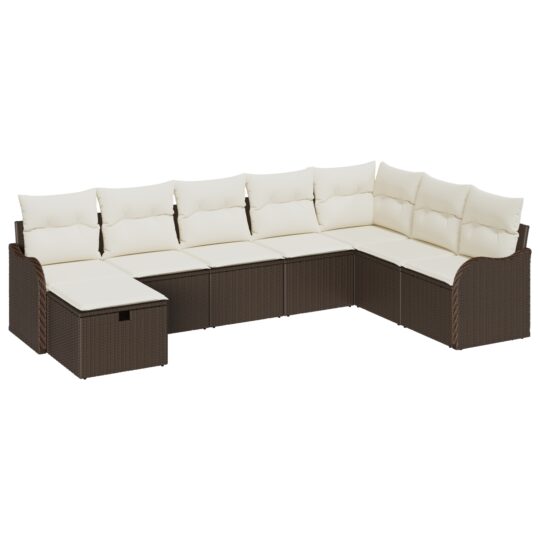 3360359 2 Set de canapele pentru grădină cu pernă 8 pcs Maro Rattan poli 3360359 2