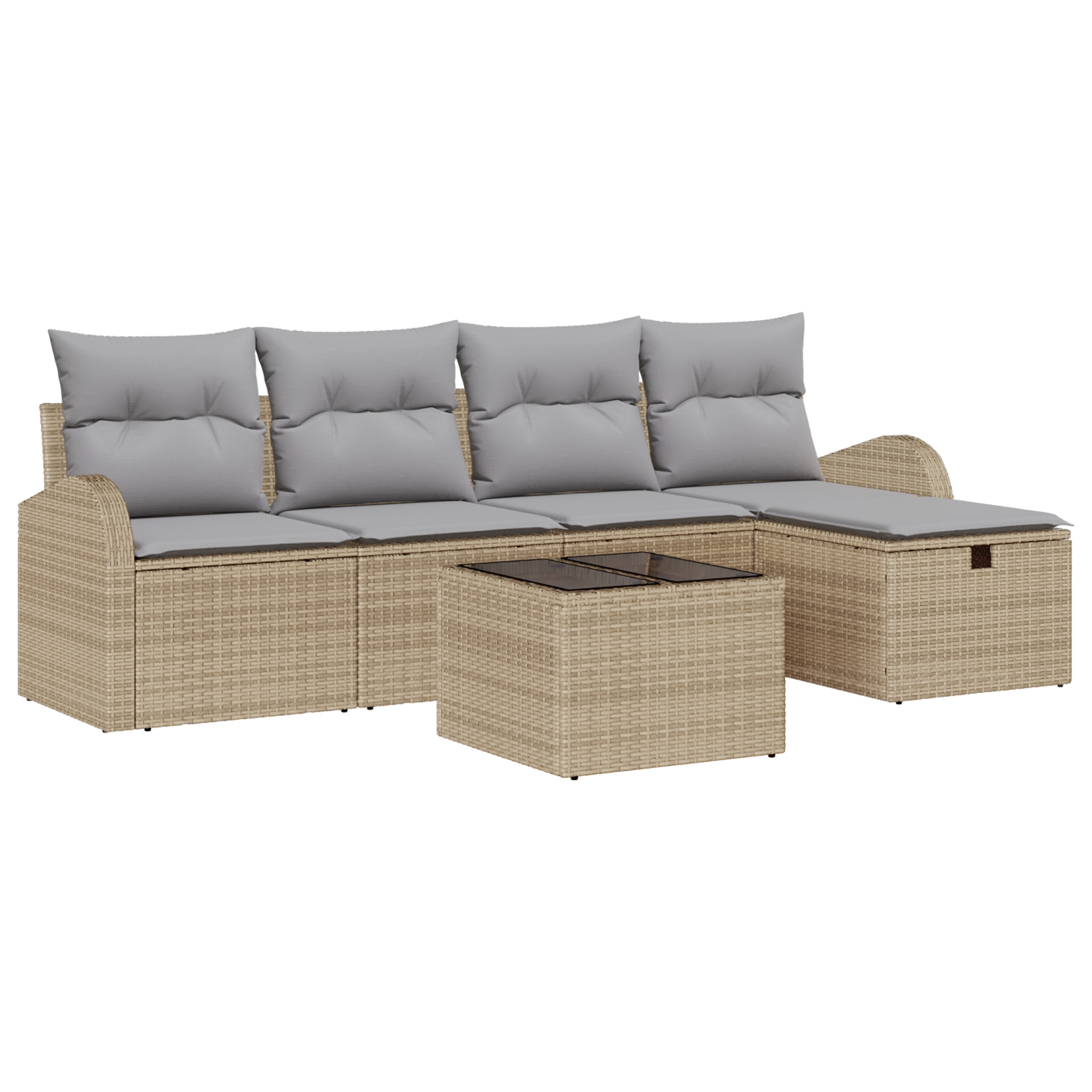 3360401 2 Set de canapele pentru grădină cu pernă 6 pcs Bej Rattan poli Set de canapele pentru grădină cu pernă 6 pcs Bej Rattan poli - imagine 2