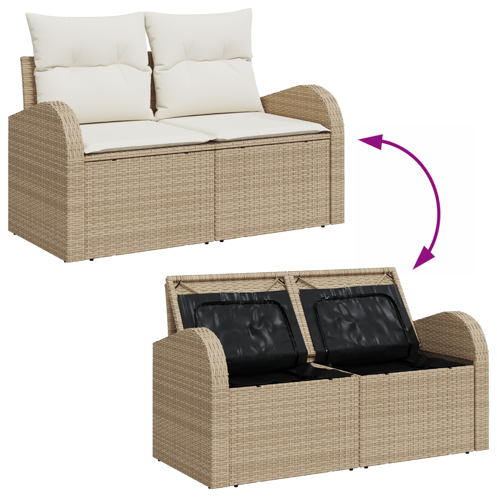 3360442 11 Set de canapele pentru grădină cu pernă 8 pcs Bej Rattan poli Set de canapele pentru grădină cu pernă 8 pcs Bej Rattan poli - imagine 11