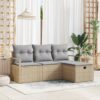 3360481 1 Set de canapele pentru grădină cu pernă 4 pcs Bej Rattan poli 3360481 1